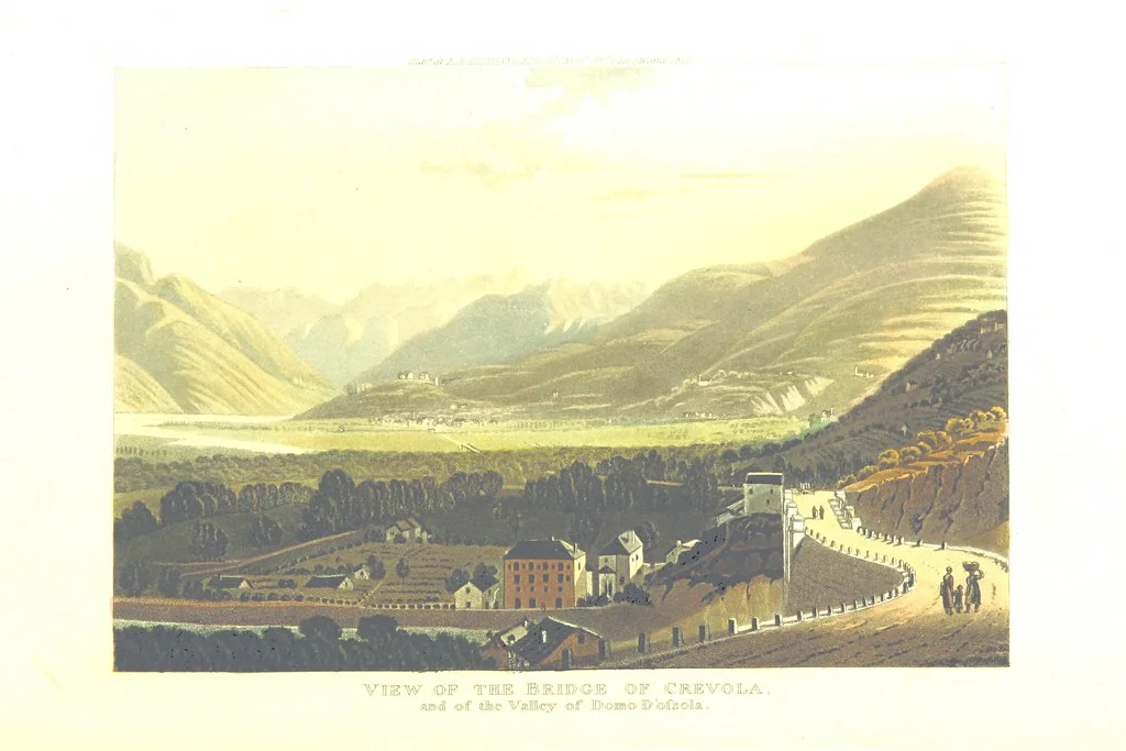 An illustration from Picturesque Tour from Geneva to Milan, by way of the Simplon: illustrated with thirty six coloured views ... engraved from designs by J. and J. [or rather, G. and G.] Lory ... and accompanied with particulars historical and descriptive by Frederic Schoberl. [With a map, 1820, leaf 170