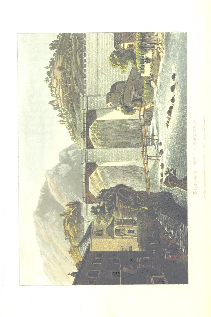 An illustration from Picturesque Tour from Geneva to Milan, by way of the Simplon: illustrated with thirty six coloured views ... engraved from designs by J. and J. [or rather, G. and G.] Lory ... and accompanied with particulars historical and descriptive by Frederic Schoberl. [With a map, 1820, leaf 178
