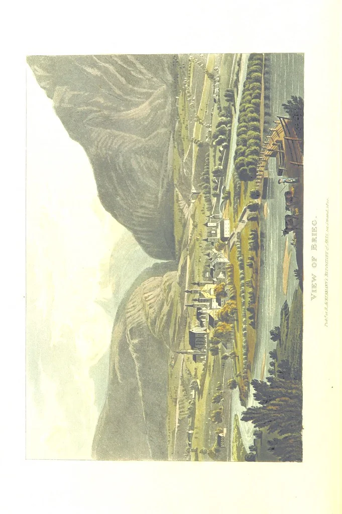 An illustration from Picturesque Tour from Geneva to Milan, by way of the Simplon: illustrated with thirty six coloured views ... engraved from designs by J. and J. [or rather, G. and G.] Lory ... and accompanied with particulars historical and descriptive by Frederic Schoberl. [With a map, 1820, leaf 86