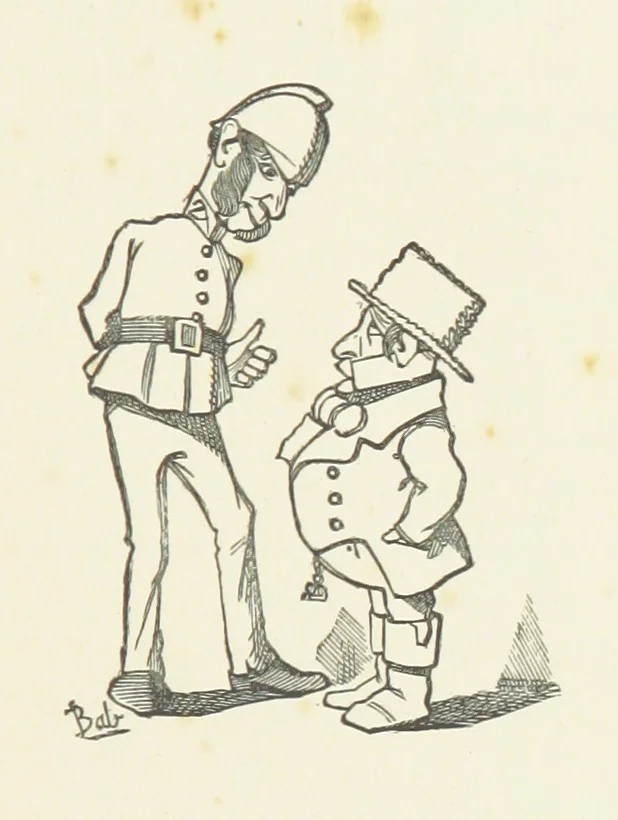 An illustration from Fifty “Bab” Ballads ... [Selected from “Bab Ballads” and “More Bab Ballads.”] With illustrations by the author, 1881, leaf 113