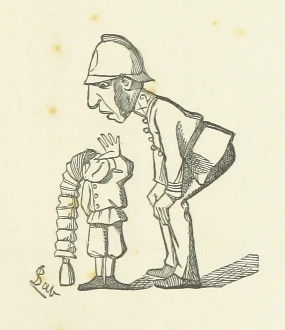 An illustration from Fifty “Bab” Ballads ... [Selected from “Bab Ballads” and “More Bab Ballads.”] With illustrations by the author, 1881, leaf 115