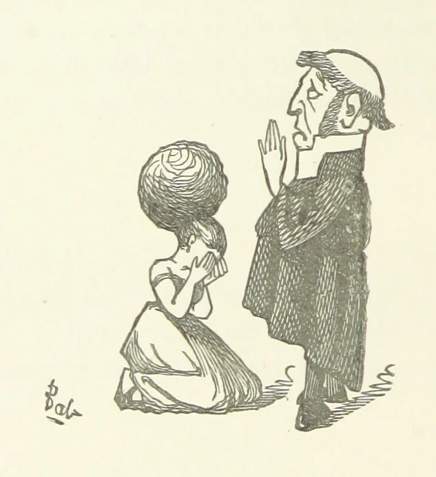 An illustration from Fifty “Bab” Ballads ... [Selected from “Bab Ballads” and “More Bab Ballads.”] With illustrations by the author, 1881, leaf 122