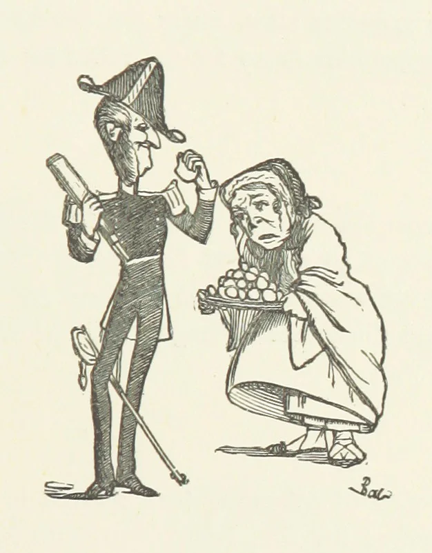 An illustration from Fifty “Bab” Ballads ... [Selected from “Bab Ballads” and “More Bab Ballads.”] With illustrations by the author, 1881, leaf 129