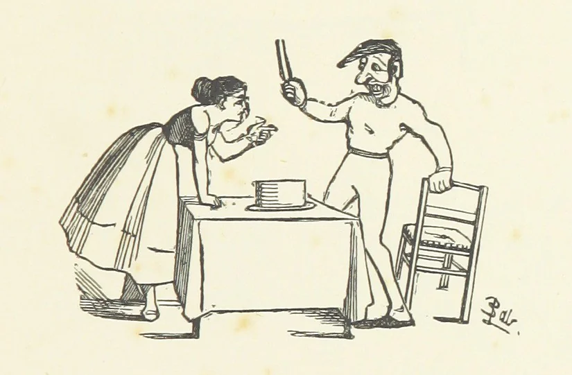 An illustration from Fifty “Bab” Ballads ... [Selected from “Bab Ballads” and “More Bab Ballads.”] With illustrations by the author, 1881, leaf 155