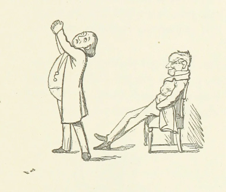 An illustration from Fifty “Bab” Ballads ... [Selected from “Bab Ballads” and “More Bab Ballads.”] With illustrations by the author, 1881, leaf 183