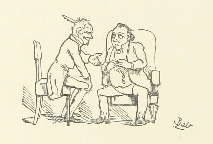 An illustration from Fifty “Bab” Ballads ... [Selected from “Bab Ballads” and “More Bab Ballads.”] With illustrations by the author, 1881, leaf 186