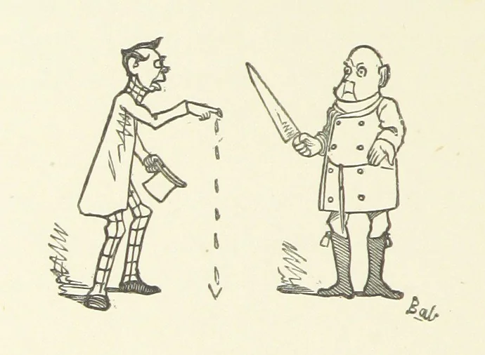 An illustration from Fifty “Bab” Ballads ... [Selected from “Bab Ballads” and “More Bab Ballads.”] With illustrations by the author, 1881, leaf 198