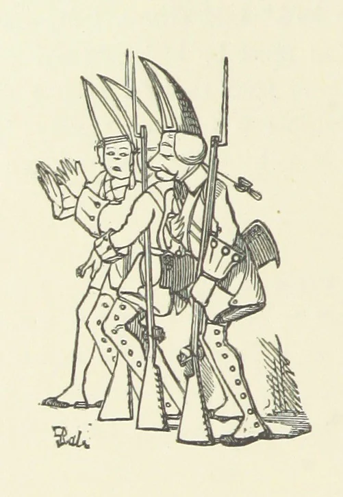 An illustration from Fifty “Bab” Ballads ... [Selected from “Bab Ballads” and “More Bab Ballads.”] With illustrations by the author, 1881, leaf 204