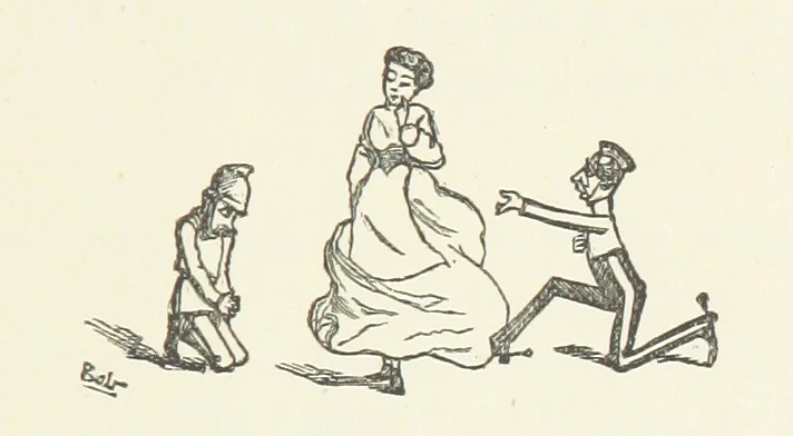 An illustration from Fifty “Bab” Ballads ... [Selected from “Bab Ballads” and “More Bab Ballads.”] With illustrations by the author, 1881, leaf 209