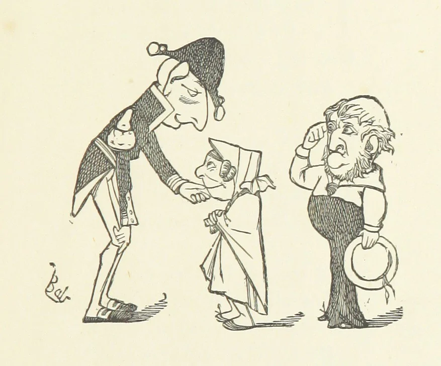 An illustration from Fifty “Bab” Ballads ... [Selected from “Bab Ballads” and “More Bab Ballads.”] With illustrations by the author, 1881, leaf 21