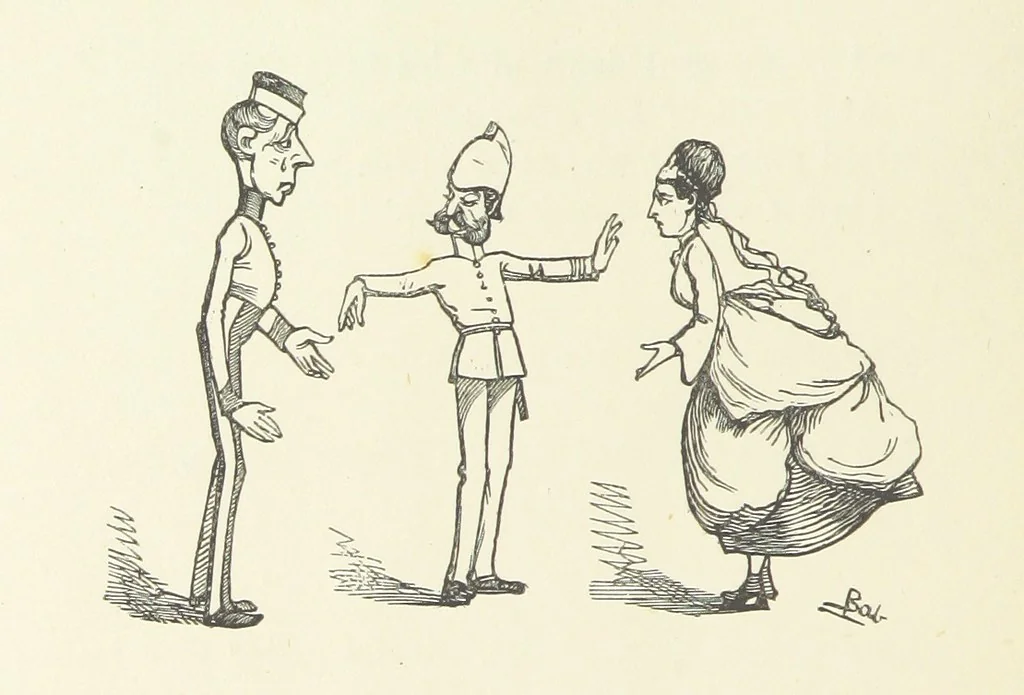 An illustration from Fifty “Bab” Ballads ... [Selected from “Bab Ballads” and “More Bab Ballads.”] With illustrations by the author, 1881, leaf 212