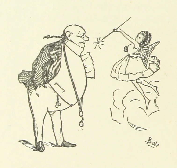 An illustration from Fifty “Bab” Ballads ... [Selected from “Bab Ballads” and “More Bab Ballads.”] With illustrations by the author, 1881, leaf 214