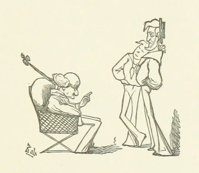 An illustration from Fifty “Bab” Ballads ... [Selected from “Bab Ballads” and “More Bab Ballads.”] With illustrations by the author, 1881, leaf 219