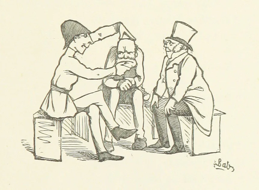 An illustration from Fifty “Bab” Ballads ... [Selected from “Bab Ballads” and “More Bab Ballads.”] With illustrations by the author, 1881, leaf 227