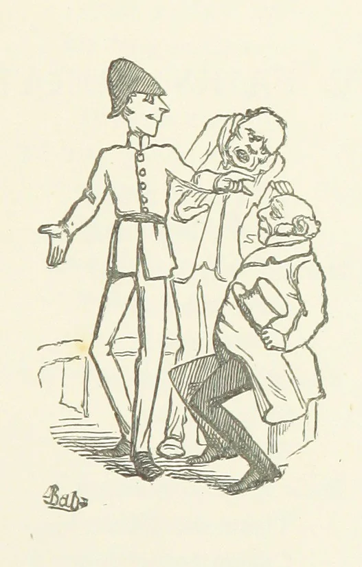 An illustration from Fifty “Bab” Ballads ... [Selected from “Bab Ballads” and “More Bab Ballads.”] With illustrations by the author, 1881, leaf 229
