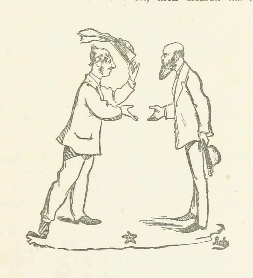 An illustration from Fifty “Bab” Ballads ... [Selected from “Bab Ballads” and “More Bab Ballads.”] With illustrations by the author, 1881, leaf 249