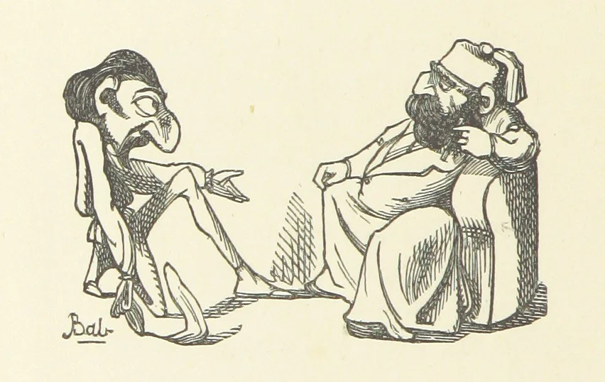 An illustration from Fifty “Bab” Ballads ... [Selected from “Bab Ballads” and “More Bab Ballads.”] With illustrations by the author, 1881, leaf 34