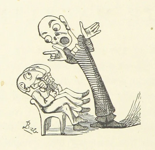 An illustration from Fifty “Bab” Ballads ... [Selected from “Bab Ballads” and “More Bab Ballads.”] With illustrations by the author, 1881, leaf 44