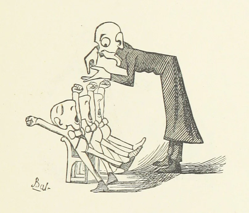 An illustration from Fifty “Bab” Ballads ... [Selected from “Bab Ballads” and “More Bab Ballads.”] With illustrations by the author, 1881, leaf 45