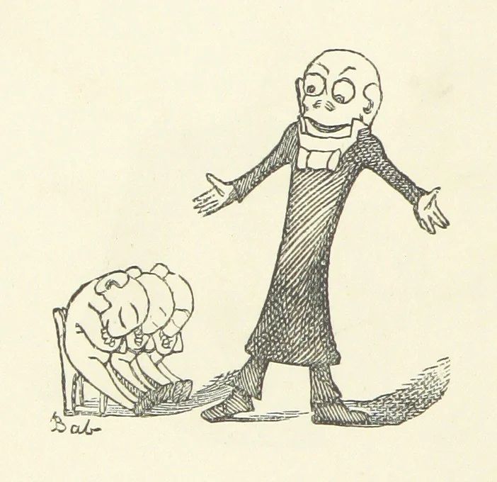 An illustration from Fifty “Bab” Ballads ... [Selected from “Bab Ballads” and “More Bab Ballads.”] With illustrations by the author, 1881, leaf 46