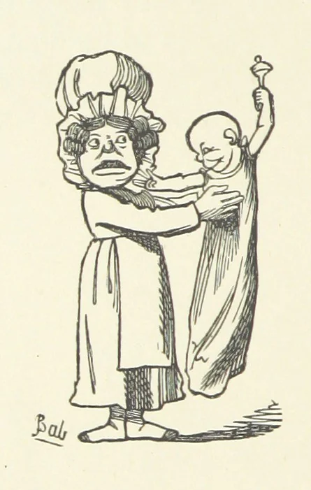 An illustration from Fifty “Bab” Ballads ... [Selected from “Bab Ballads” and “More Bab Ballads.”] With illustrations by the author, 1881, leaf 58