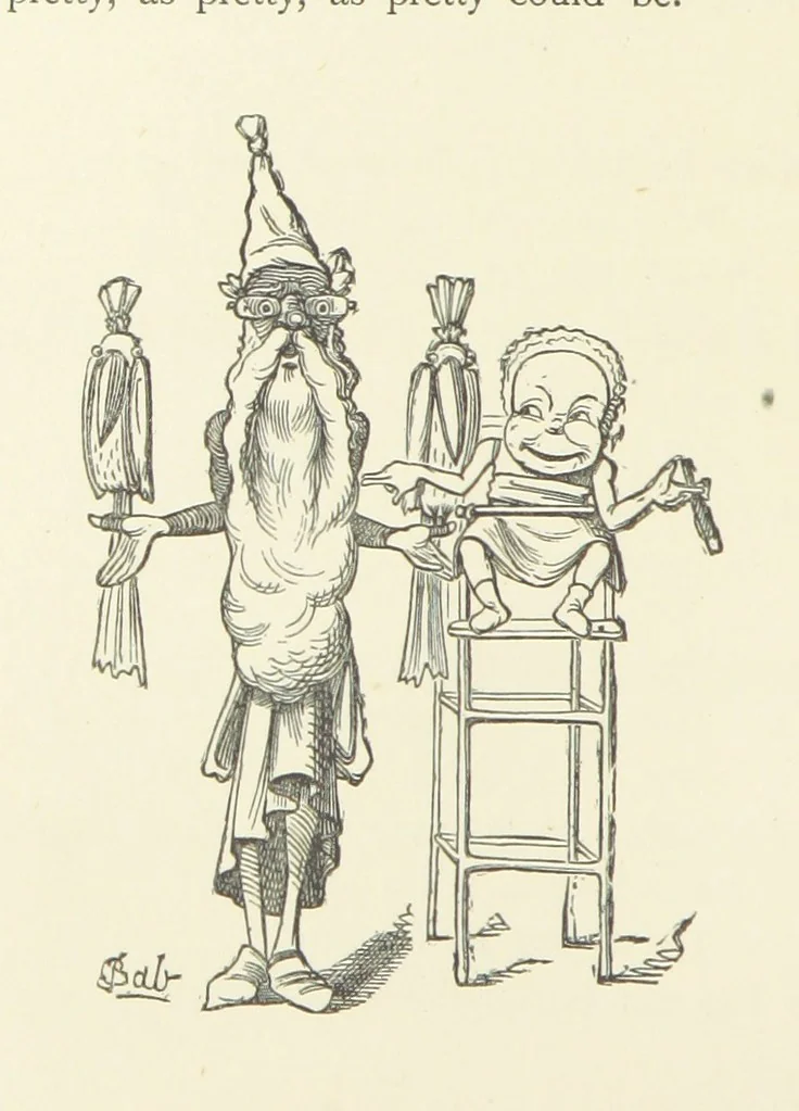 An illustration from Fifty “Bab” Ballads ... [Selected from “Bab Ballads” and “More Bab Ballads.”] With illustrations by the author, 1881, leaf 60