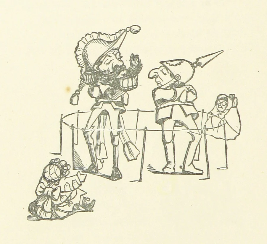 An illustration from Fifty “Bab” Ballads ... [Selected from “Bab Ballads” and “More Bab Ballads.”] With illustrations by the author, 1881, leaf 74