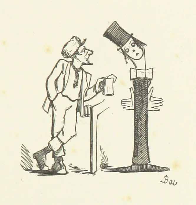 An illustration from Fifty “Bab” Ballads ... [Selected from “Bab Ballads” and “More Bab Ballads.”] With illustrations by the author, 1881, leaf 99