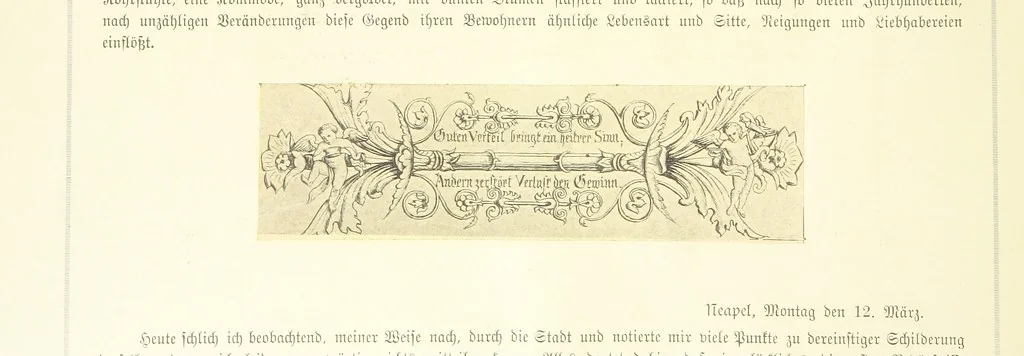 An illustration from Goethe's Italienische Reise. Mit 318 Illustrationen ... von J. von Kahle. Eingeleitet von ... H. Düntzer, 1885, leaf 244