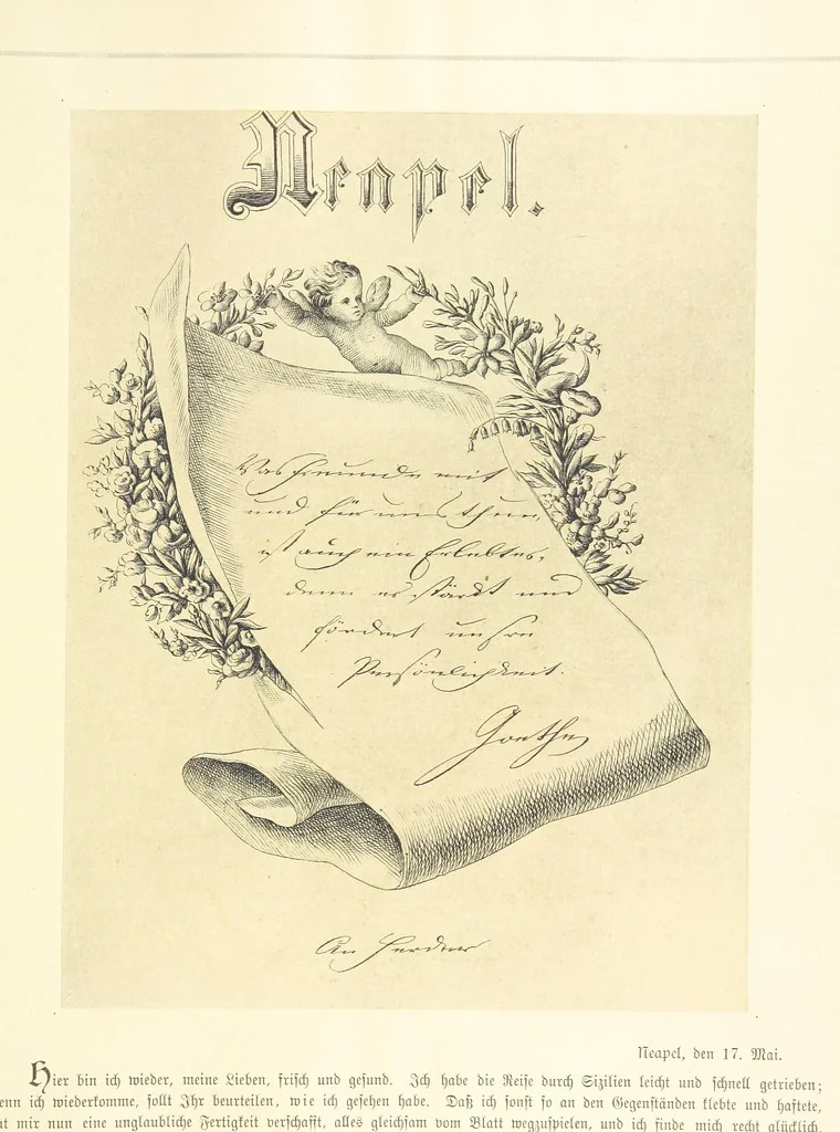 An illustration from Goethe's Italienische Reise. Mit 318 Illustrationen ... von J. von Kahle. Eingeleitet von ... H. Düntzer, 1885, leaf 351