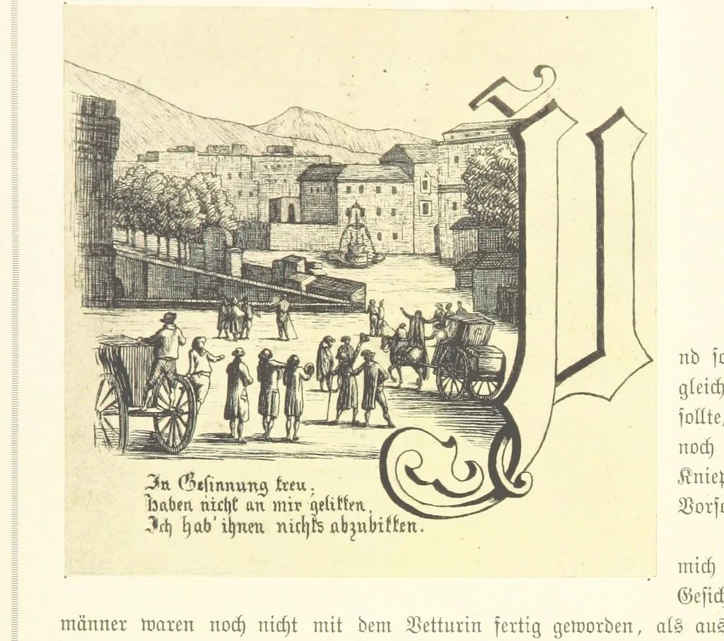 An illustration from Goethe's Italienische Reise. Mit 318 Illustrationen ... von J. von Kahle. Eingeleitet von ... H. Düntzer, 1885, leaf 374