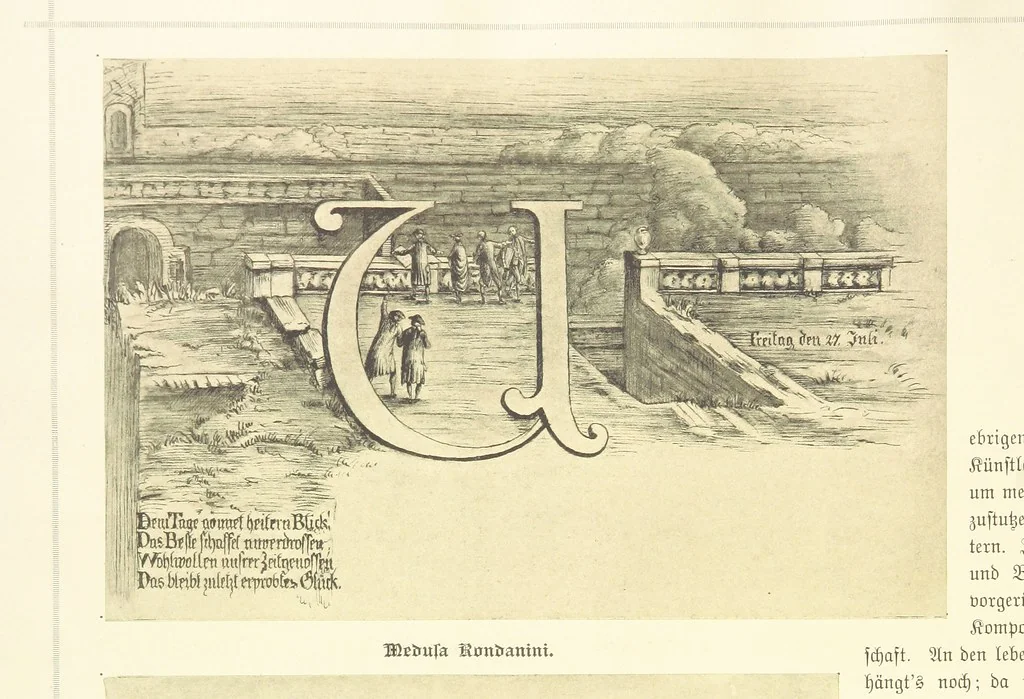 An illustration from Goethe's Italienische Reise. Mit 318 Illustrationen ... von J. von Kahle. Eingeleitet von ... H. Düntzer, 1885, leaf 408