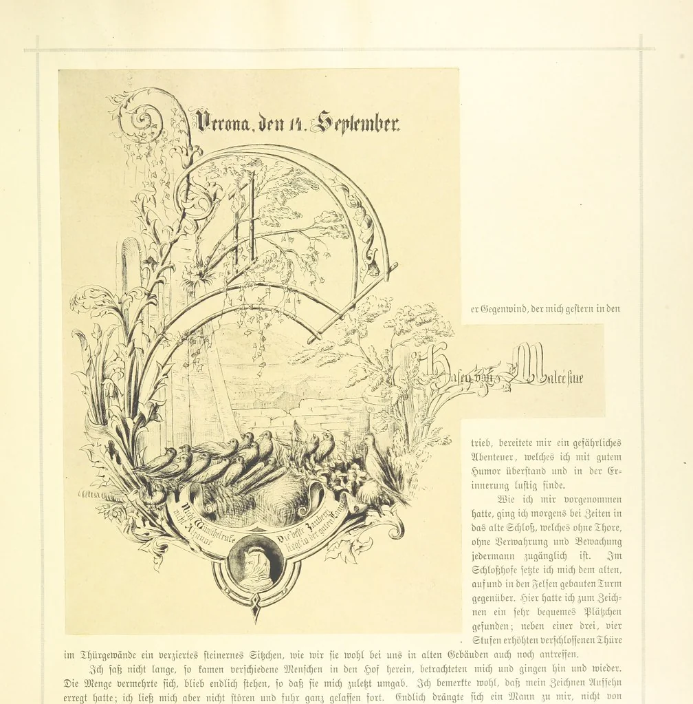 An illustration from Goethe's Italienische Reise. Mit 318 Illustrationen ... von J. von Kahle. Eingeleitet von ... H. Düntzer, 1885, leaf 59