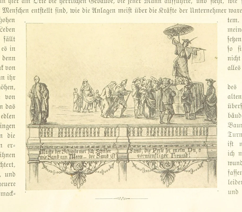 An illustration from Goethe's Italienische Reise. Mit 318 Illustrationen ... von J. von Kahle. Eingeleitet von ... H. Düntzer, 1885, leaf 79
