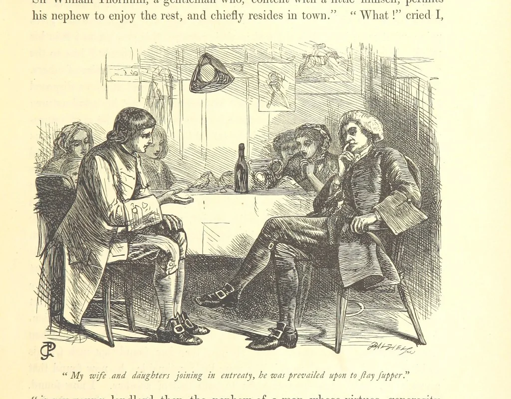 An illustration from Dalziels' Illustrated Goldsmith ... With one hundred pictures drawn by G. J. Pinwell, engraved by the brothers Dalziel, 1865, leaf 37