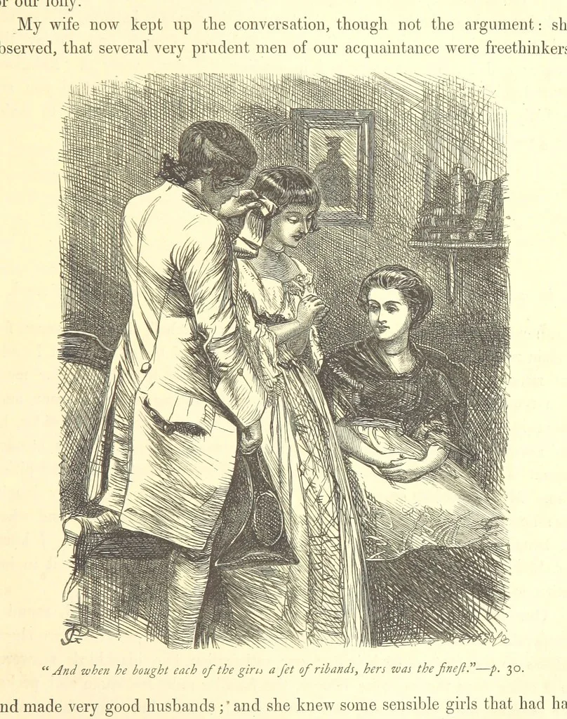 An illustration from Dalziels' Illustrated Goldsmith ... With one hundred pictures drawn by G. J. Pinwell, engraved by the brothers Dalziel, 1865, leaf 53