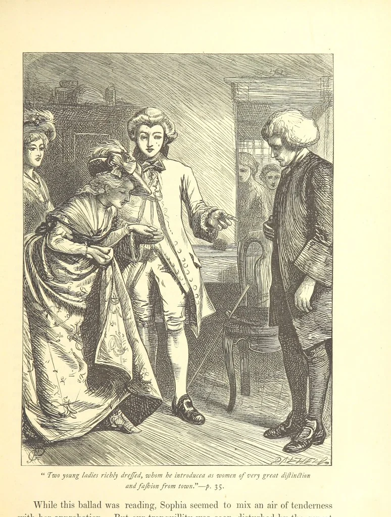 An illustration from Dalziels' Illustrated Goldsmith ... With one hundred pictures drawn by G. J. Pinwell, engraved by the brothers Dalziel, 1865, leaf 57