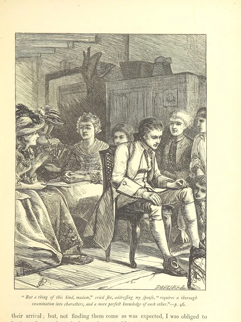 An illustration from Dalziels' Illustrated Goldsmith ... With one hundred pictures drawn by G. J. Pinwell, engraved by the brothers Dalziel, 1865, leaf 65