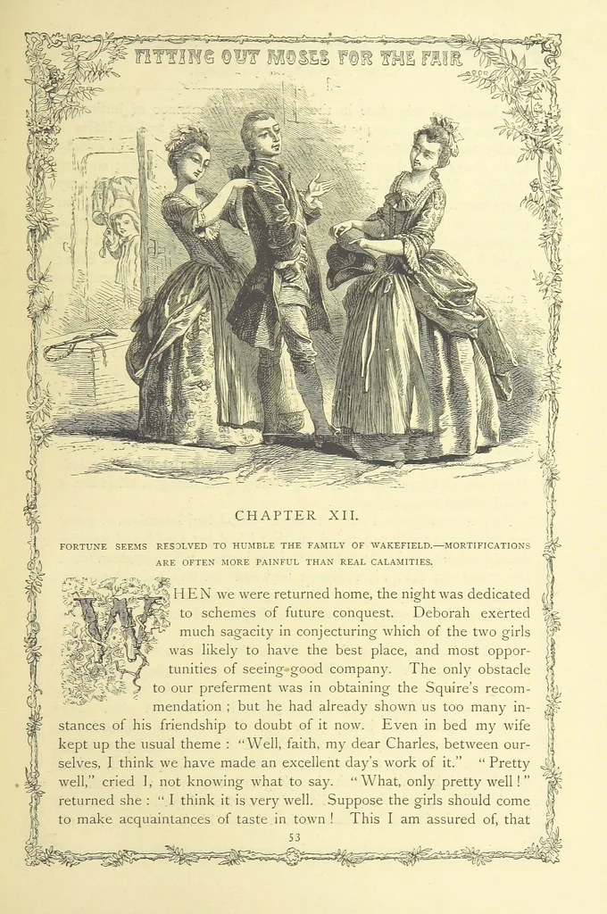 An illustration from The works of Oliver Goldsmith ... With introductions, notes, and a life of Oliver Goldsmith, by John Francis Waller, 1871, leaf 105