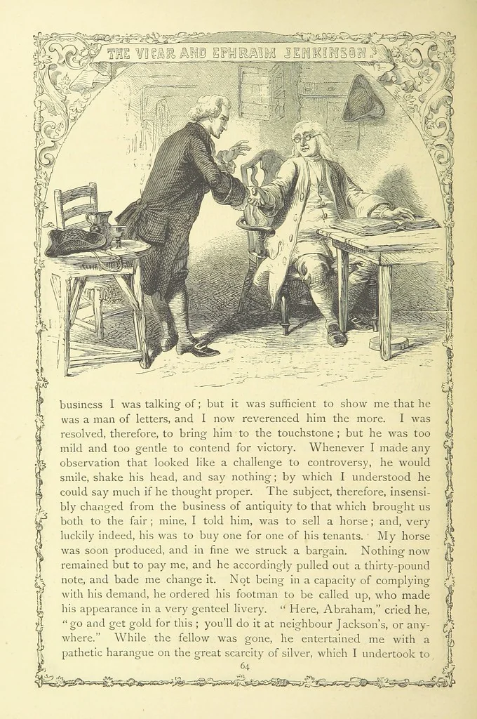 An illustration from The works of Oliver Goldsmith ... With introductions, notes, and a life of Oliver Goldsmith, by John Francis Waller, 1871, leaf 116