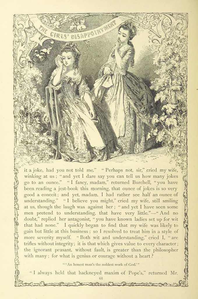 An illustration from The works of Oliver Goldsmith ... With introductions, notes, and a life of Oliver Goldsmith, by John Francis Waller, 1871, leaf 120