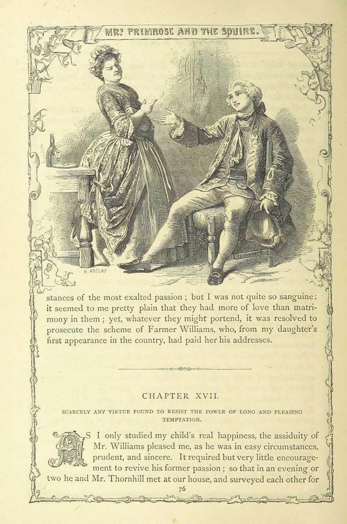 An illustration from The works of Oliver Goldsmith ... With introductions, notes, and a life of Oliver Goldsmith, by John Francis Waller, 1871, leaf 128