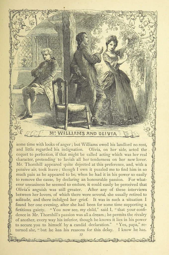 An illustration from The works of Oliver Goldsmith ... With introductions, notes, and a life of Oliver Goldsmith, by John Francis Waller, 1871, leaf 129
