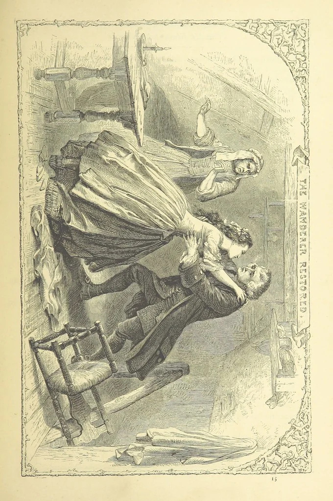 An illustration from The works of Oliver Goldsmith ... With introductions, notes, and a life of Oliver Goldsmith, by John Francis Waller, 1871, leaf 165