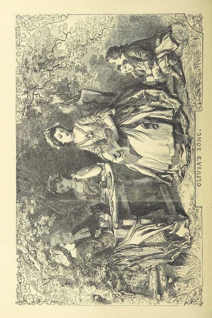 An illustration from The works of Oliver Goldsmith ... With introductions, notes, and a life of Oliver Goldsmith, by John Francis Waller, 1871, leaf 180
