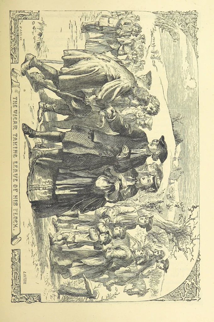 An illustration from The works of Oliver Goldsmith ... With introductions, notes, and a life of Oliver Goldsmith, by John Francis Waller, 1871, leaf 185