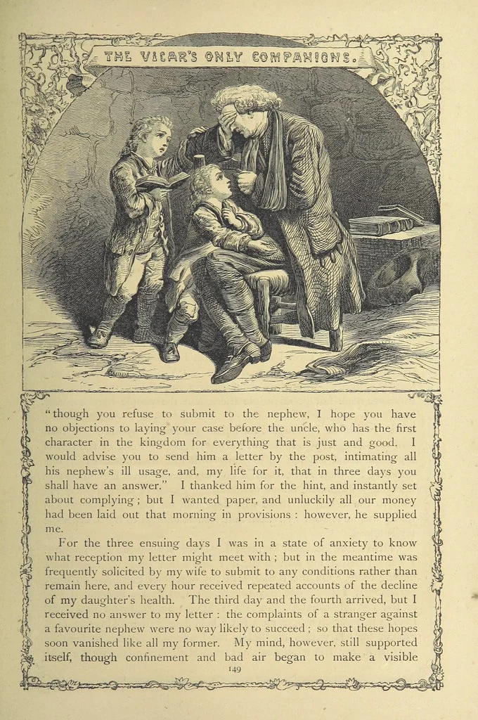 An illustration from The works of Oliver Goldsmith ... With introductions, notes, and a life of Oliver Goldsmith, by John Francis Waller, 1871, leaf 201