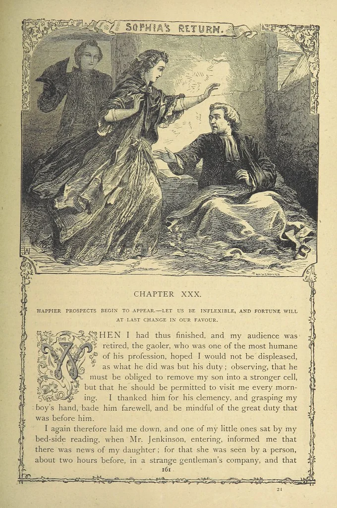 An illustration from The works of Oliver Goldsmith ... With introductions, notes, and a life of Oliver Goldsmith, by John Francis Waller, 1871, leaf 213