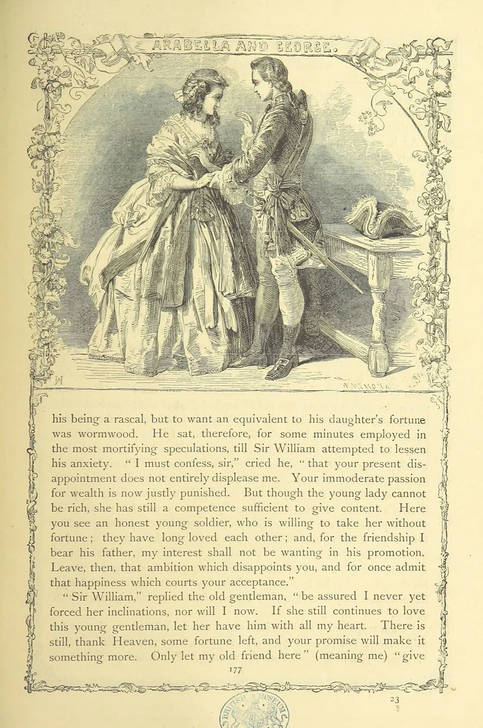 An illustration from The works of Oliver Goldsmith ... With introductions, notes, and a life of Oliver Goldsmith, by John Francis Waller, 1871, leaf 229