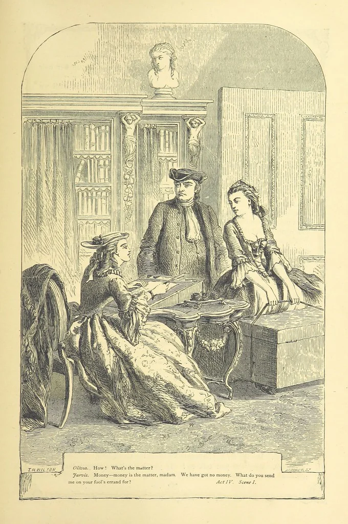 An illustration from The works of Oliver Goldsmith ... With introductions, notes, and a life of Oliver Goldsmith, by John Francis Waller, 1871, leaf 399